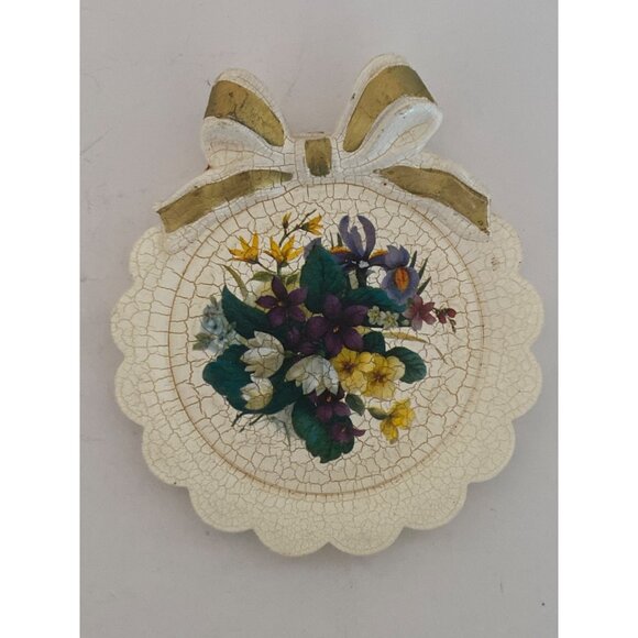 VTG BON JOUR Coasters Crack Floral Design Stand Holder 6 Piece KOREA - Picture 7 of 13